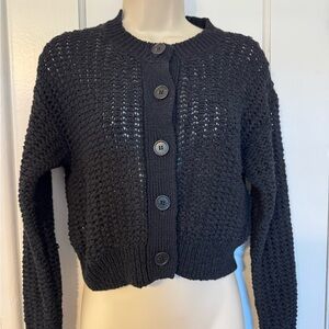 Cropped cardigan in textured pointelle